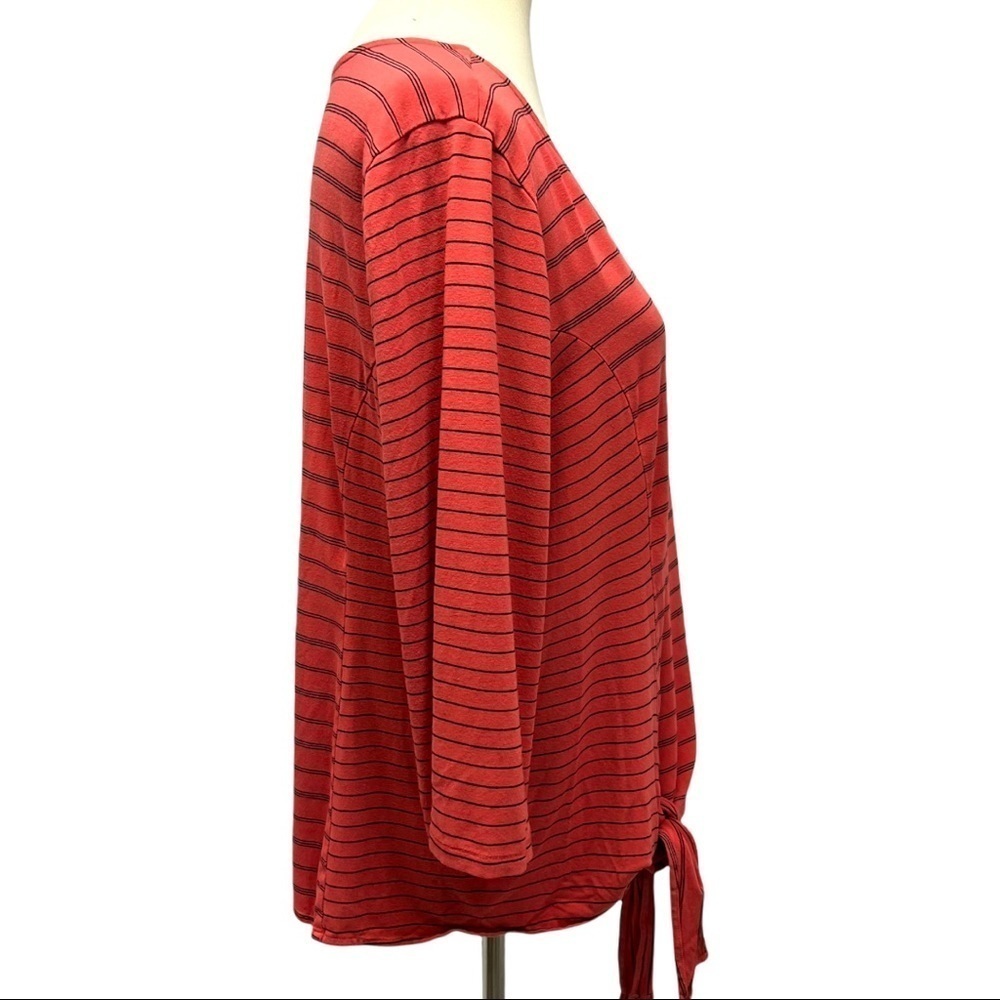 Habitat Terra Cotta Striped Stretchy Knit Tie Front Top - Picture 4 of 9